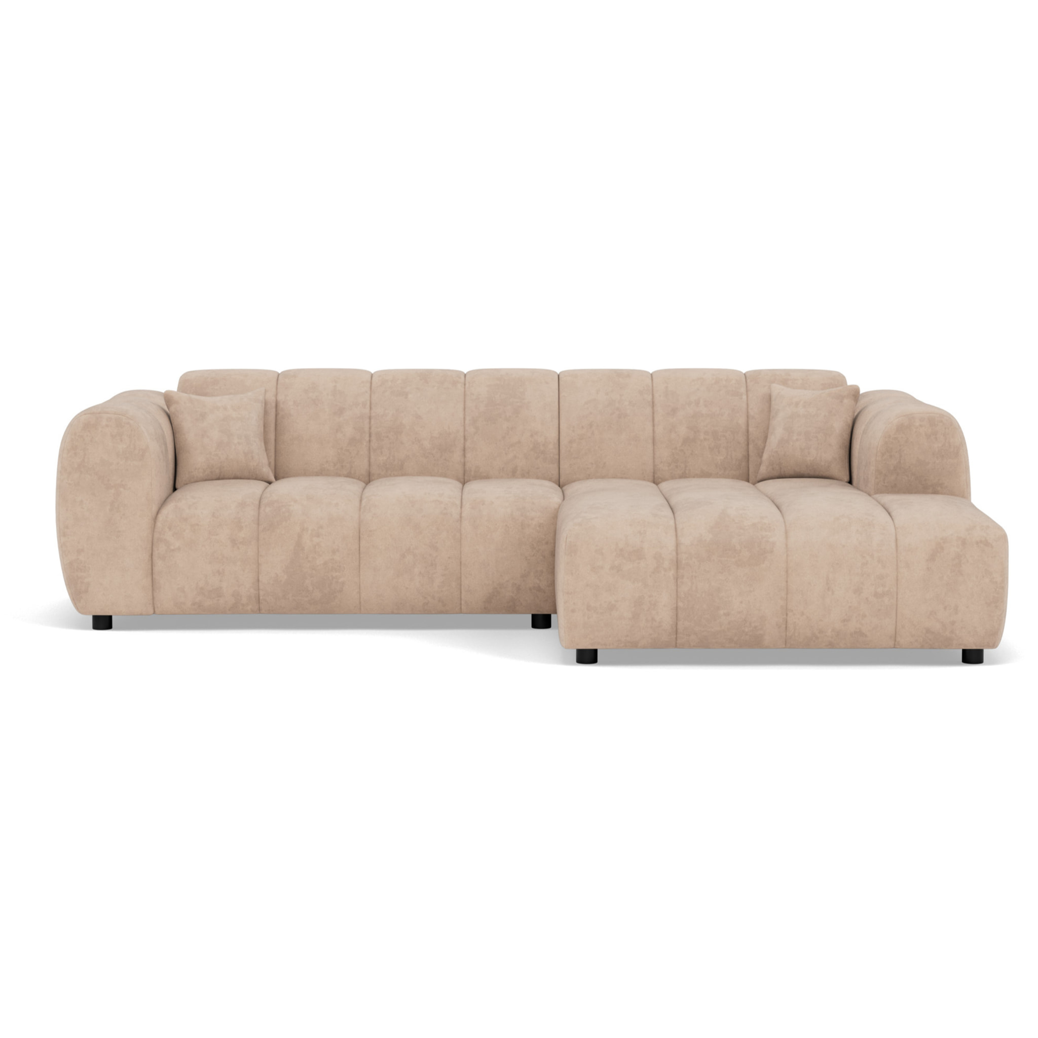 Curtis - canapé d'angle droit 4 places en simili - Beige