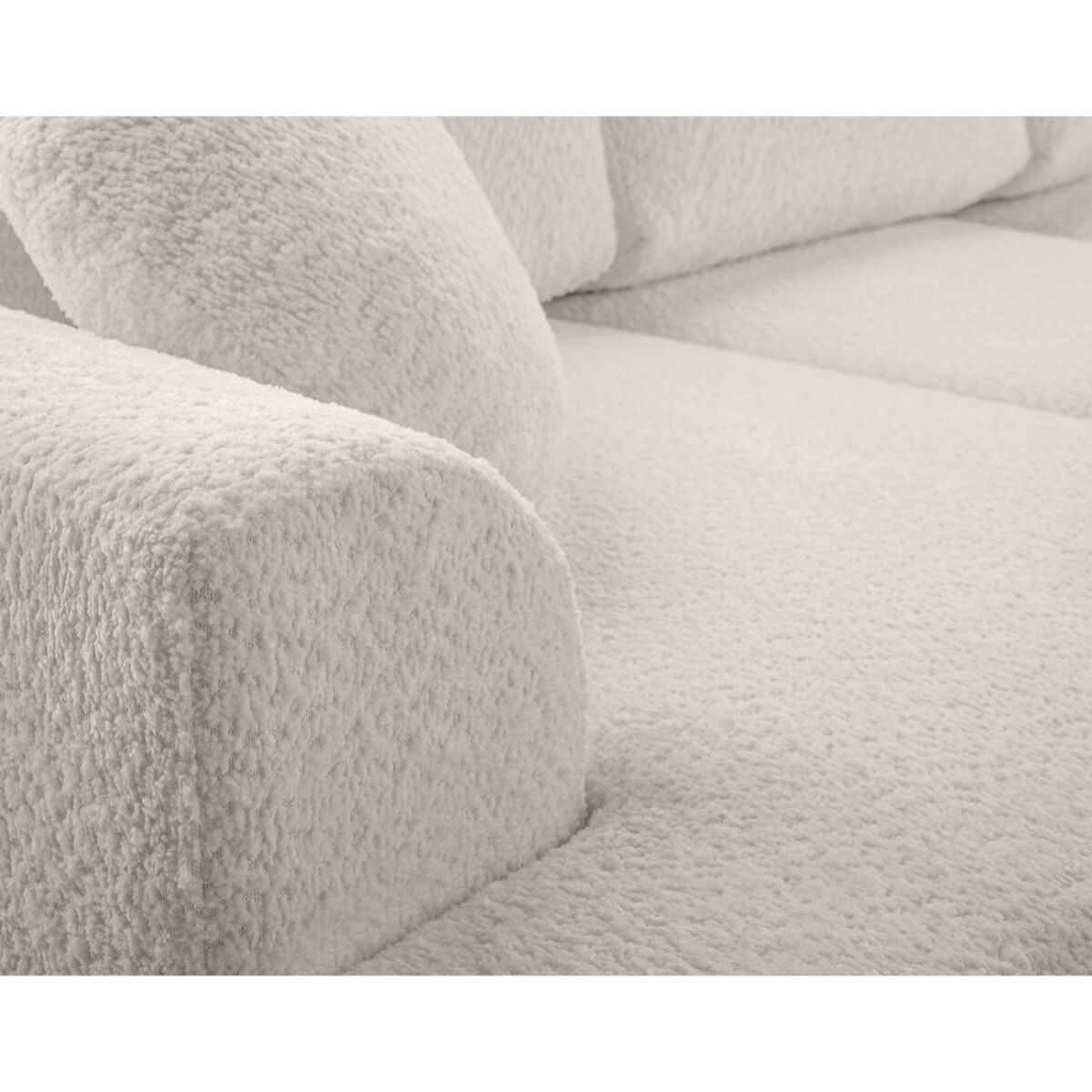 Candela - canapé d'angle droit 4 places - convertible avec coffre - en tissu bouclette - Beige
