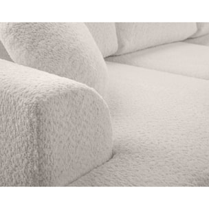 Candela - canapé d'angle droit 4 places - convertible avec coffre - en tissu bouclette - Beige