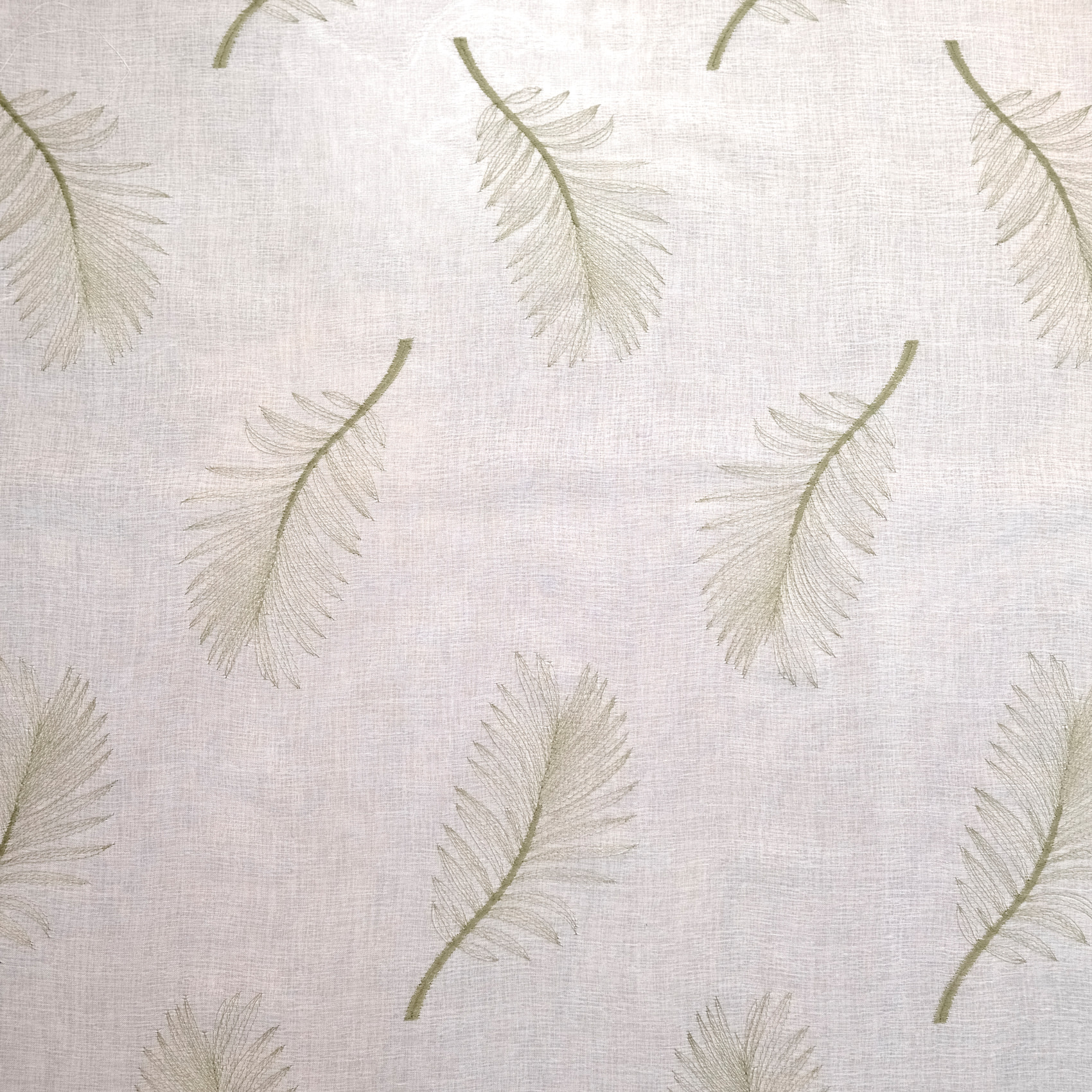 Voilage brodé à motifs feuilles - Kaki