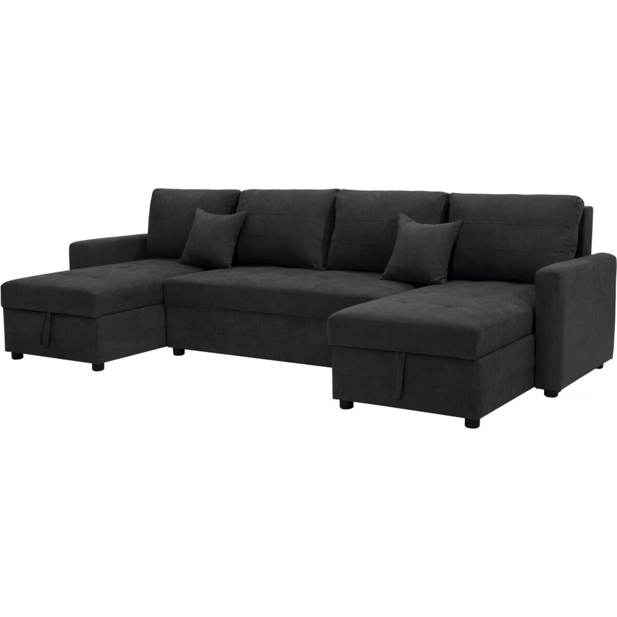 Canapé panoramique convertible avec coffres de rangement "Antoine" - 5 places - Gris foncé