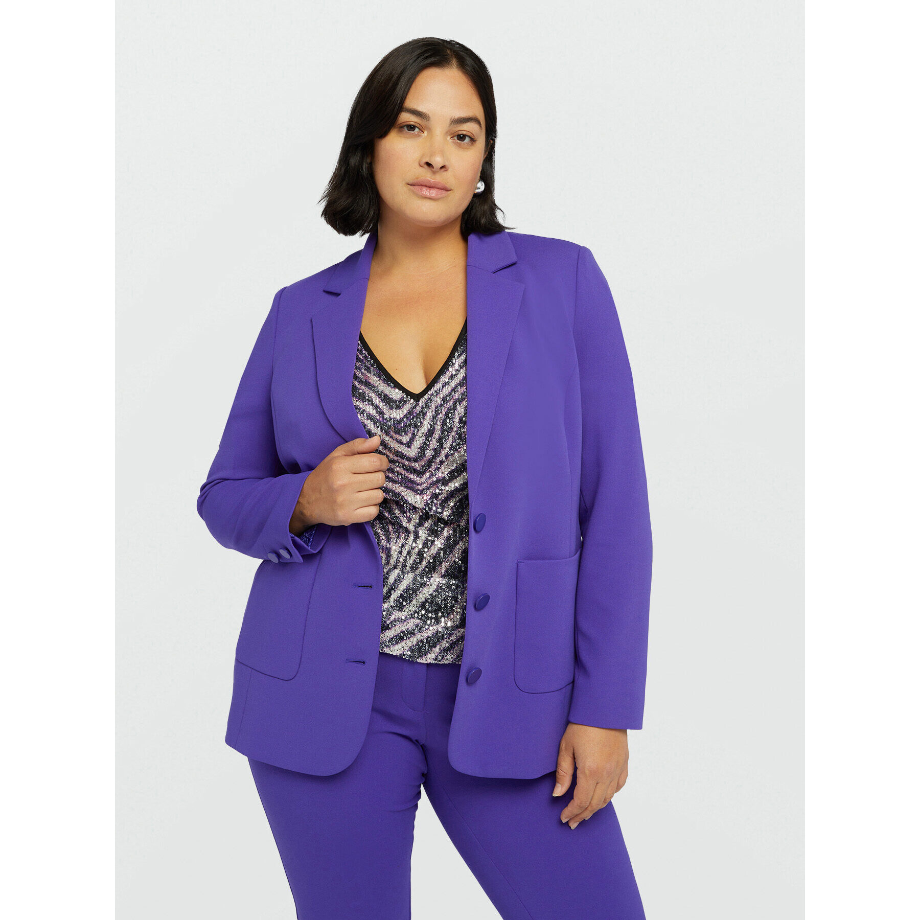 Fiorella Rubino - Blazer con bolsillos de parche - Violeta