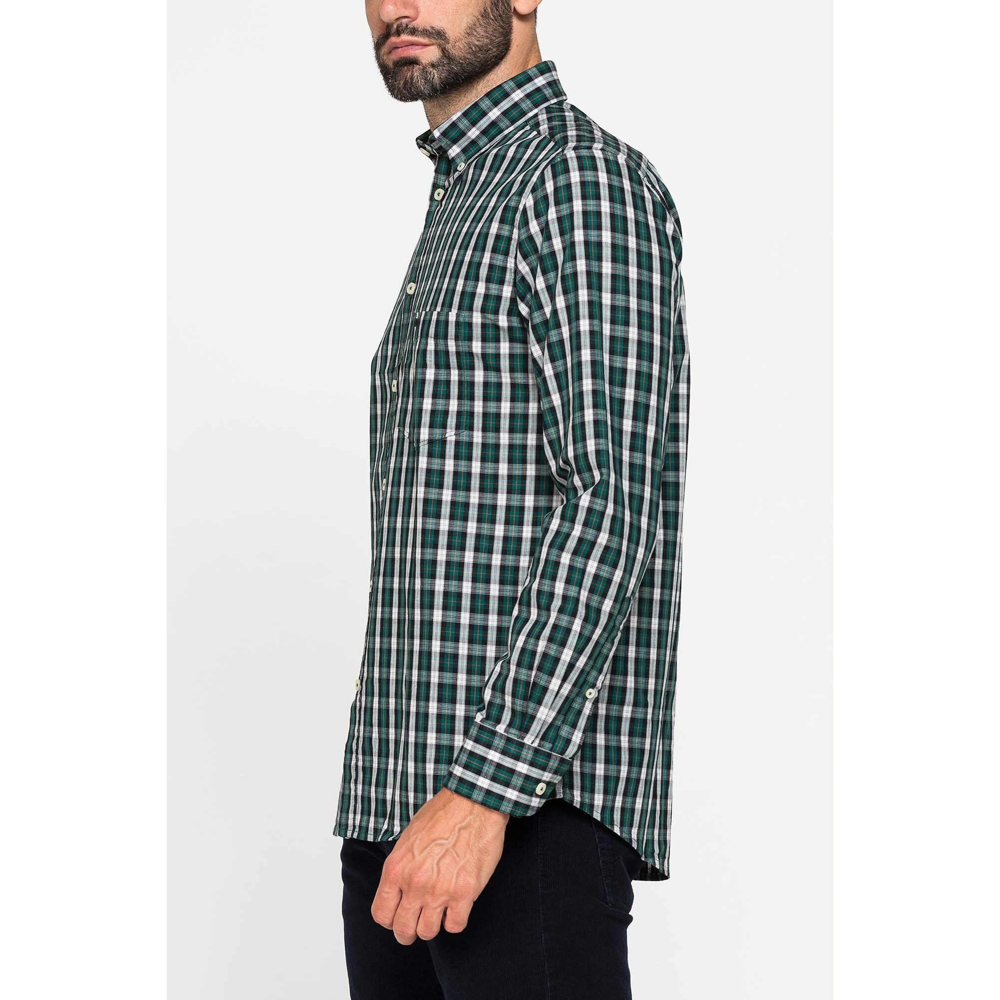 CAMICIA FANTASIA TINTO FILO CON COLLO BUTTON-DOWN