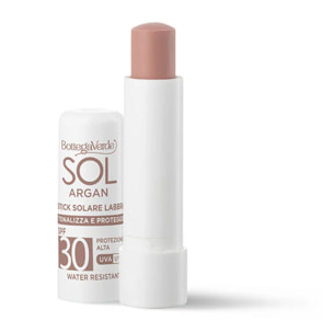 SOL Argan - Stick labbra solare  - tonalizza e protegge - con olio di Argan e Vitamina E - protezione alta SPF30 water resistant