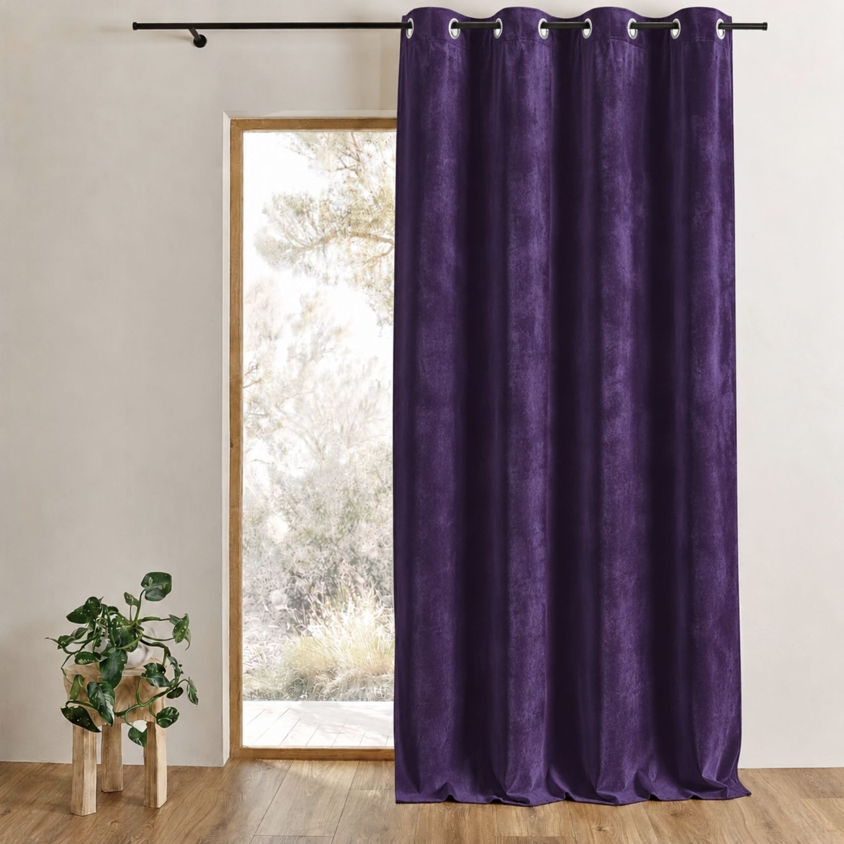 Rideau en velours feutré uni - Violet