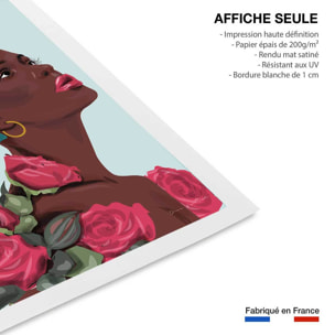 Affiche mode La femme aux roses Affiche seule