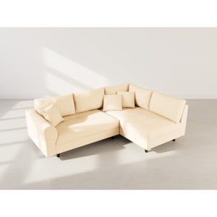 Rune - canapé d'angle droit 4 places en simili - Beige