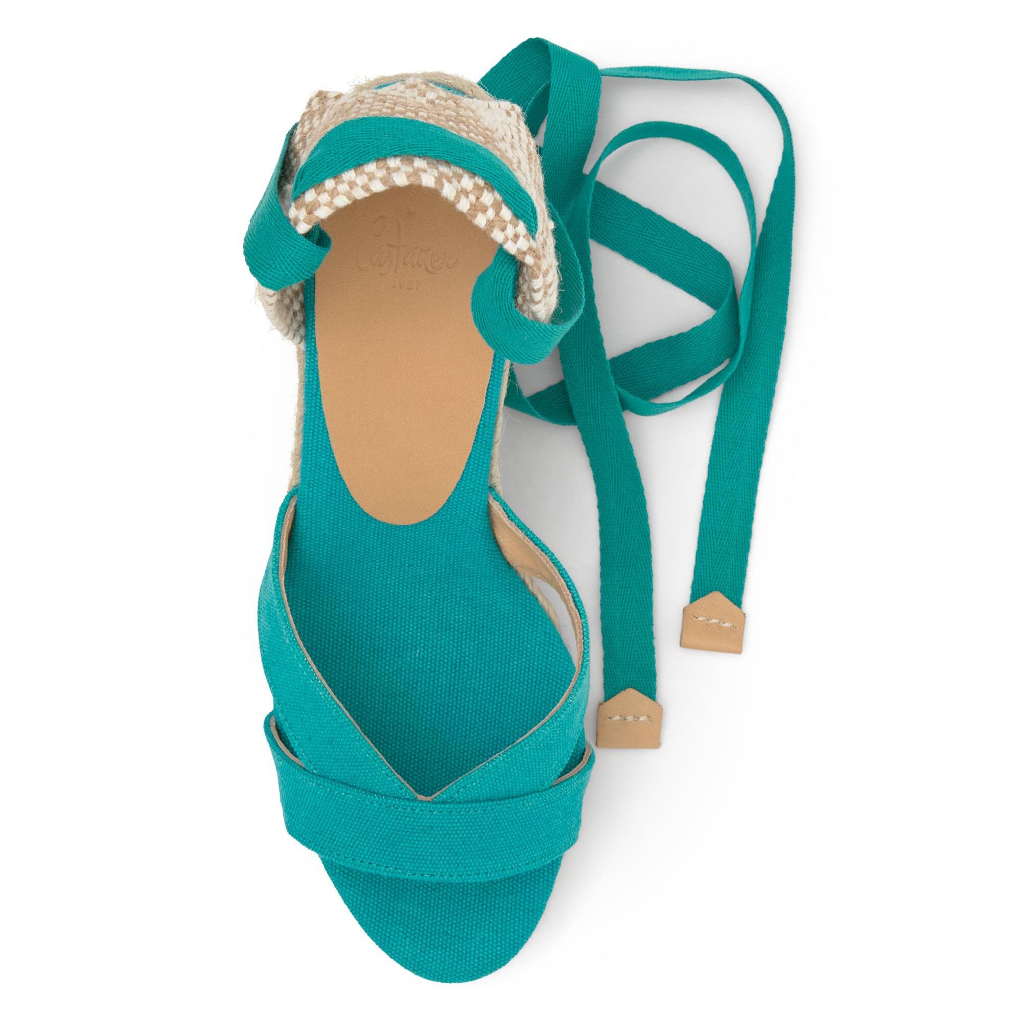 Sandalia de cuña Bailey en algodón orgánico lavado y cierre de cintas
