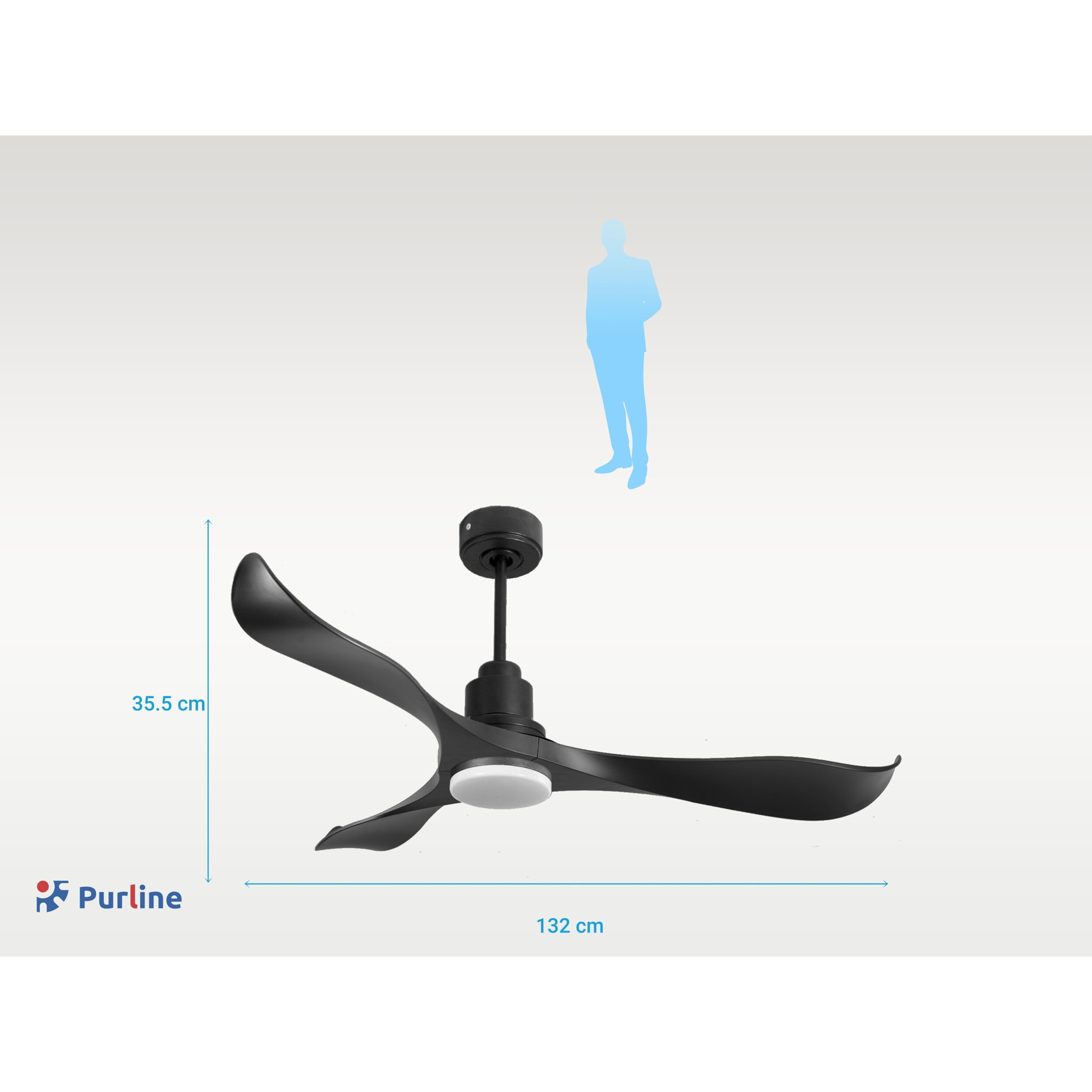 Ventilateur de plafond Réversible  Thermostat Dimmable Wifi Moteur à courant continu Toits en pente Télécommande Lumière à trois tons Adaptateur 2/3 Lames