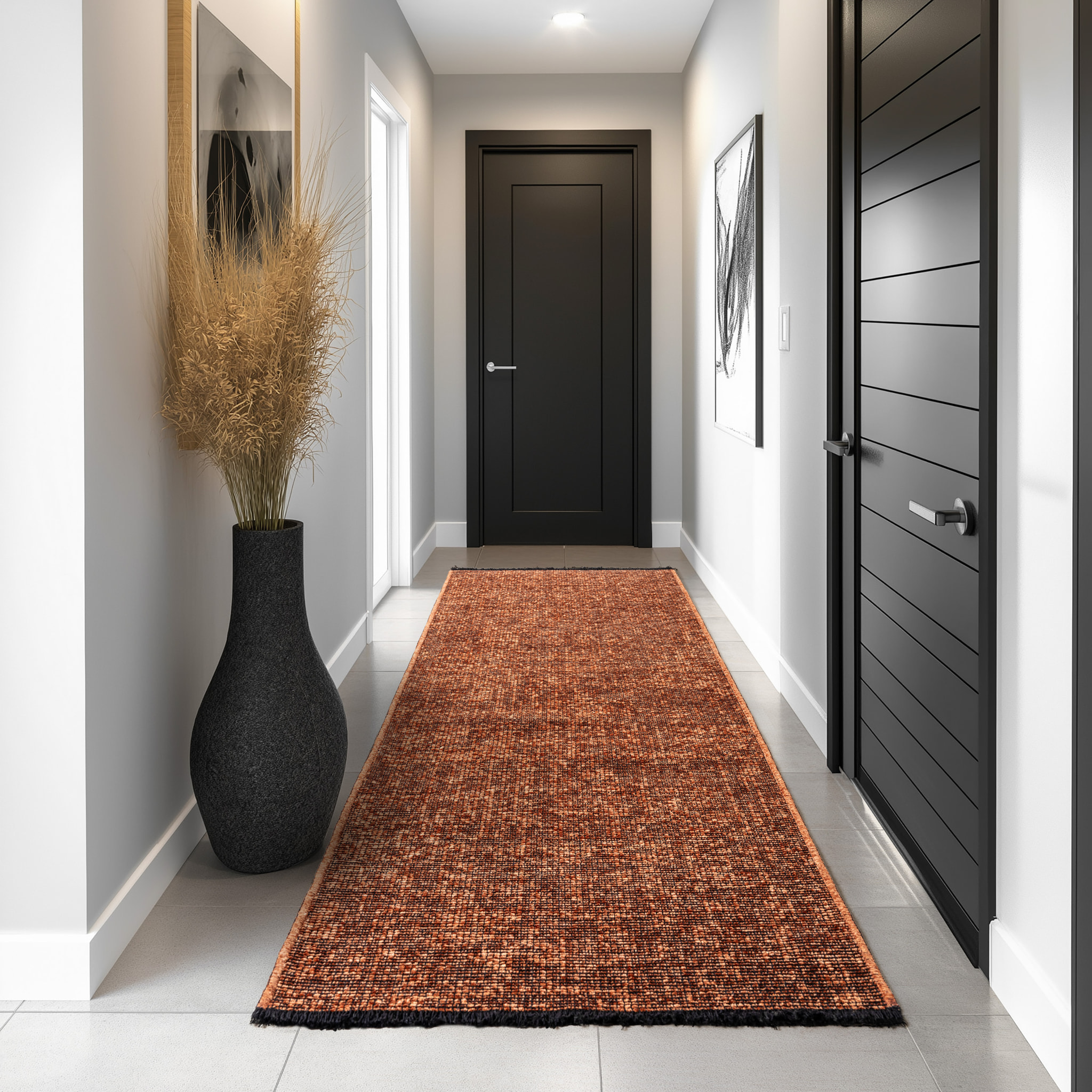 MIRA - Tapis de salon brun au design abstrait