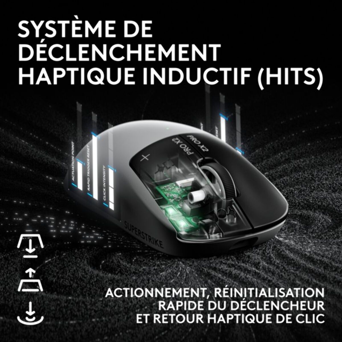 Souris Gamer Sans Fil LOGITECH PRO X2 SUPERSTRIKE LUNAR ECLIPSE