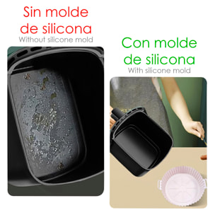 Stampo in silicone con speciali manici per friggitrice ad aria. 24x19x6 cm. Commestibile.