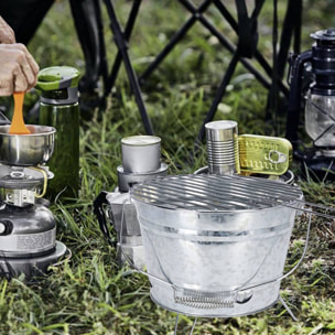 Well home cubo barbacoa acabado en zinc sobre 3 pies plegables con asa