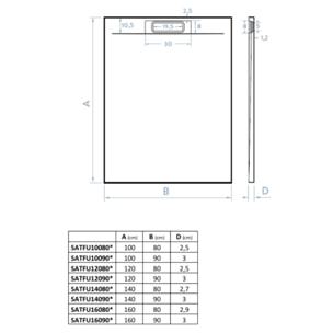 Fusion Receveur de douche 100x90cm en marbre coulé, blanc (SATFU10090BL)