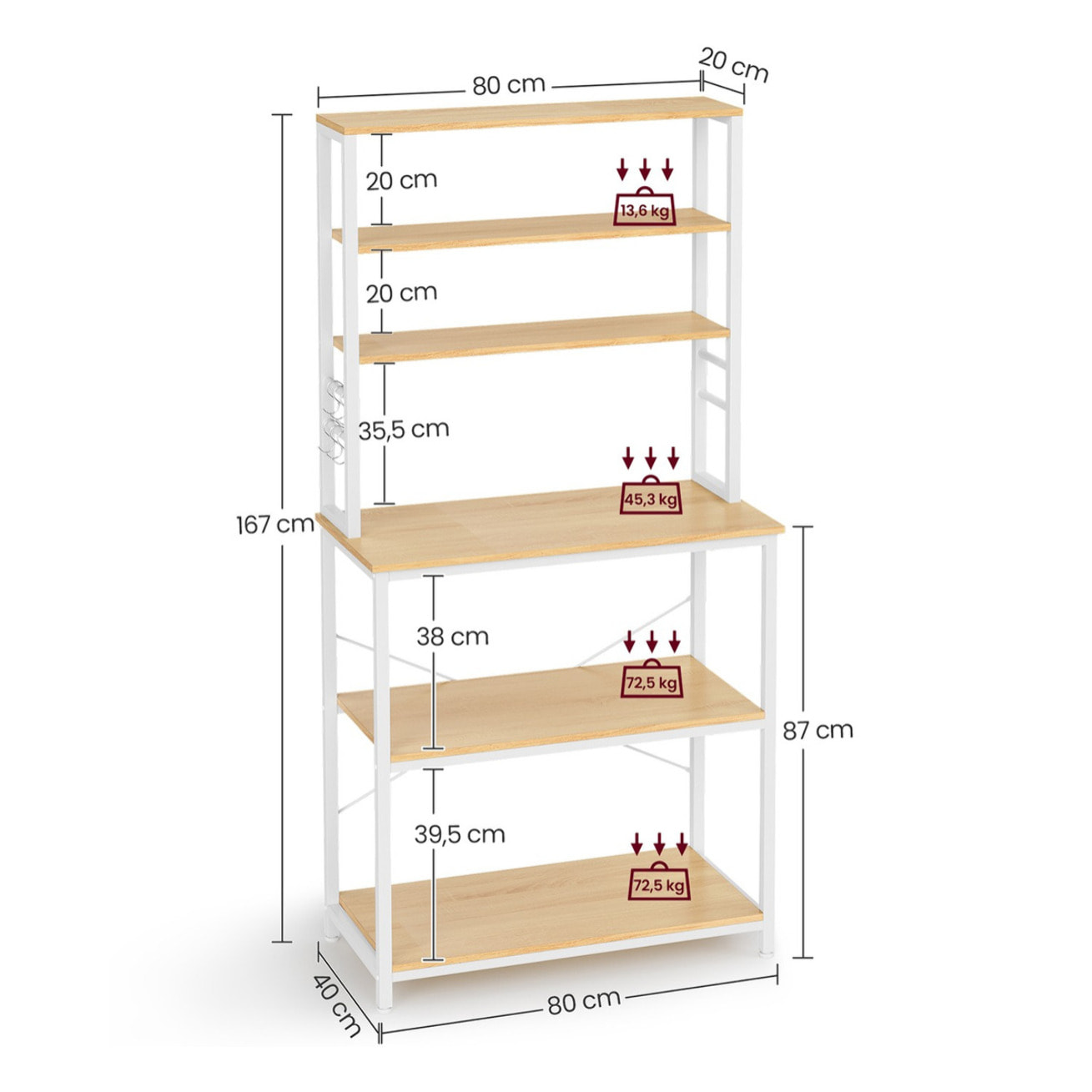Scaffale Cucina Salvaspazio in Rovere e Bianco