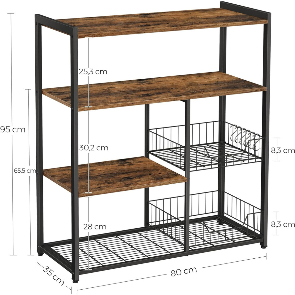 Scaffale da cucina industriale KKS96X in legno e acciaio