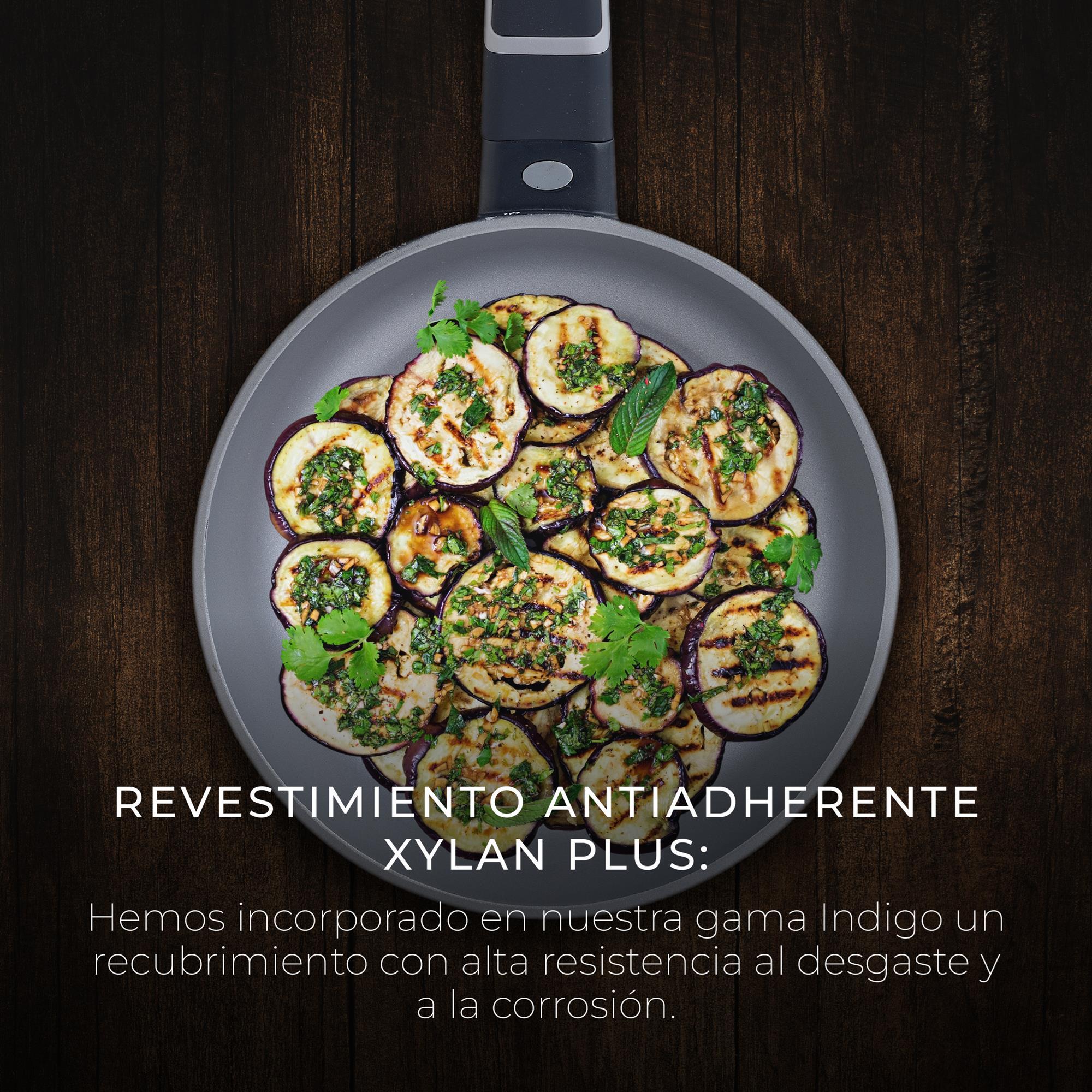 Batería de cocina de 17 piezas índigo en aluminio fundido con sartenes, wok, parrilla, cacerolas y cazo con tapas masterpro