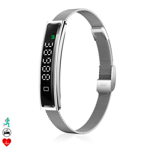 Smartband B3 con monitor inteligente de ritmo cardiaco, sueño y modos de deporte. 1 Correa de metal y 1 de silicona.