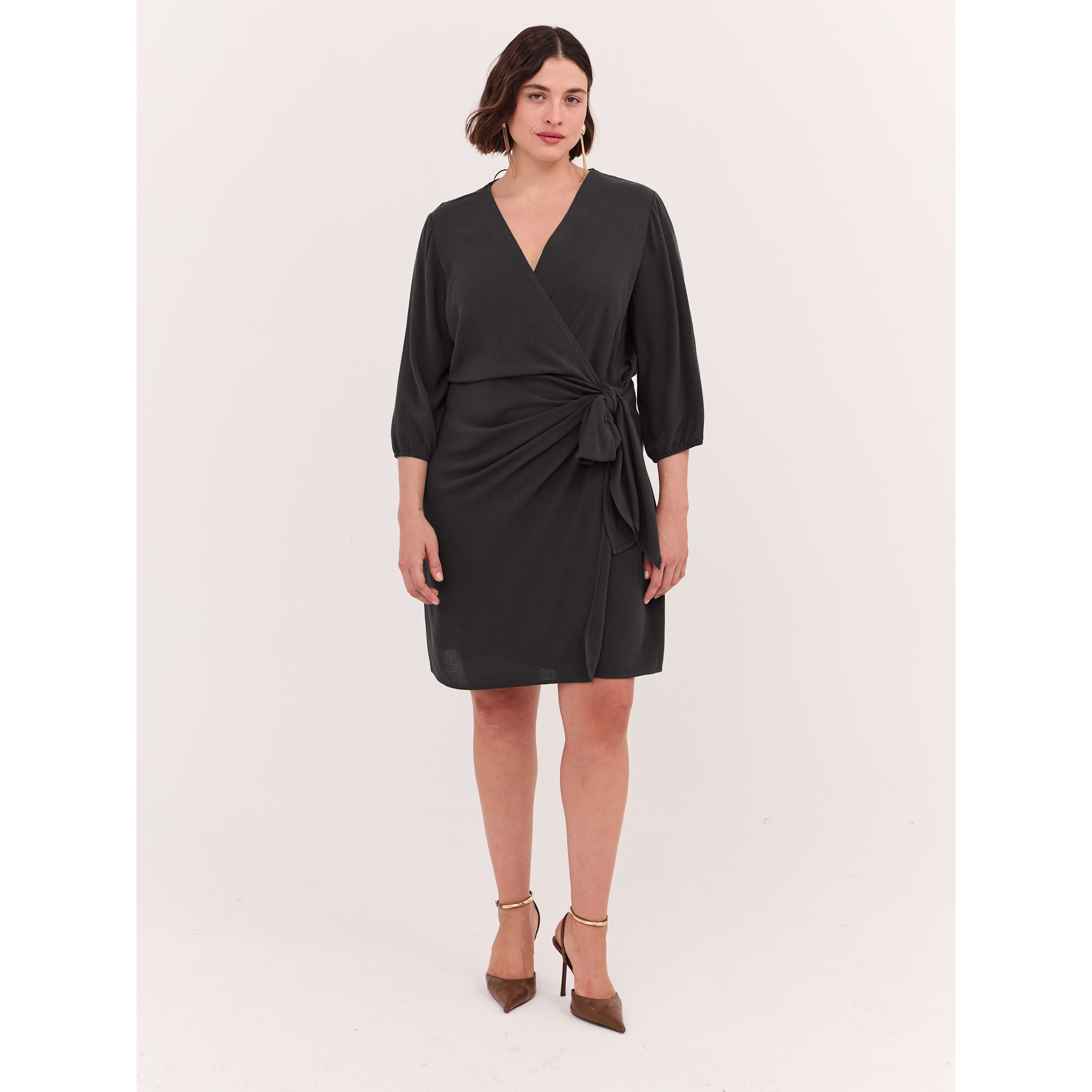 Fiorella Rubino - Vestido cruzado JOY en viscosa - Negro