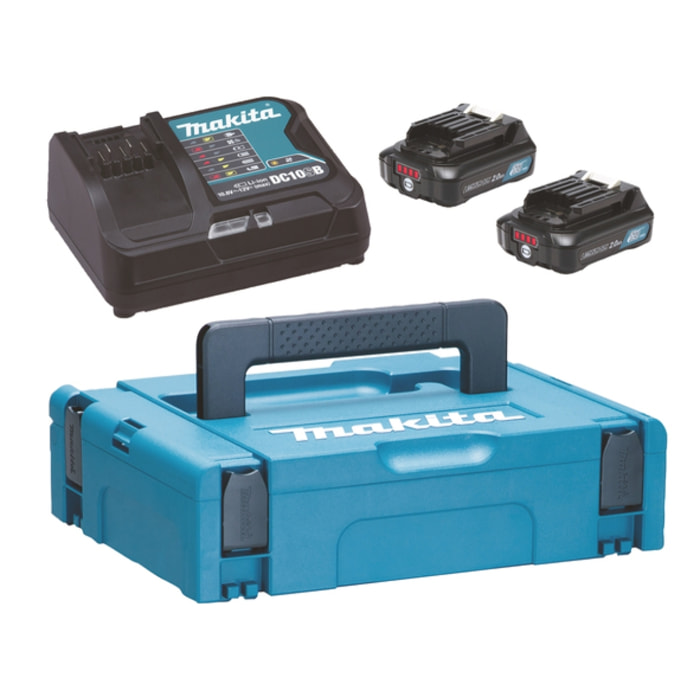 Pack 2 Batteries BL1021B + DC10SA + Makpac MAKITA - 197658-5