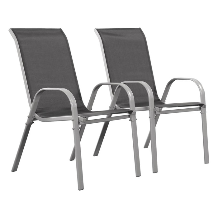 Fauteuil jardin Textilène "Cordoba" - Phoenix - Gris foncé/Argenté - Lot de 2