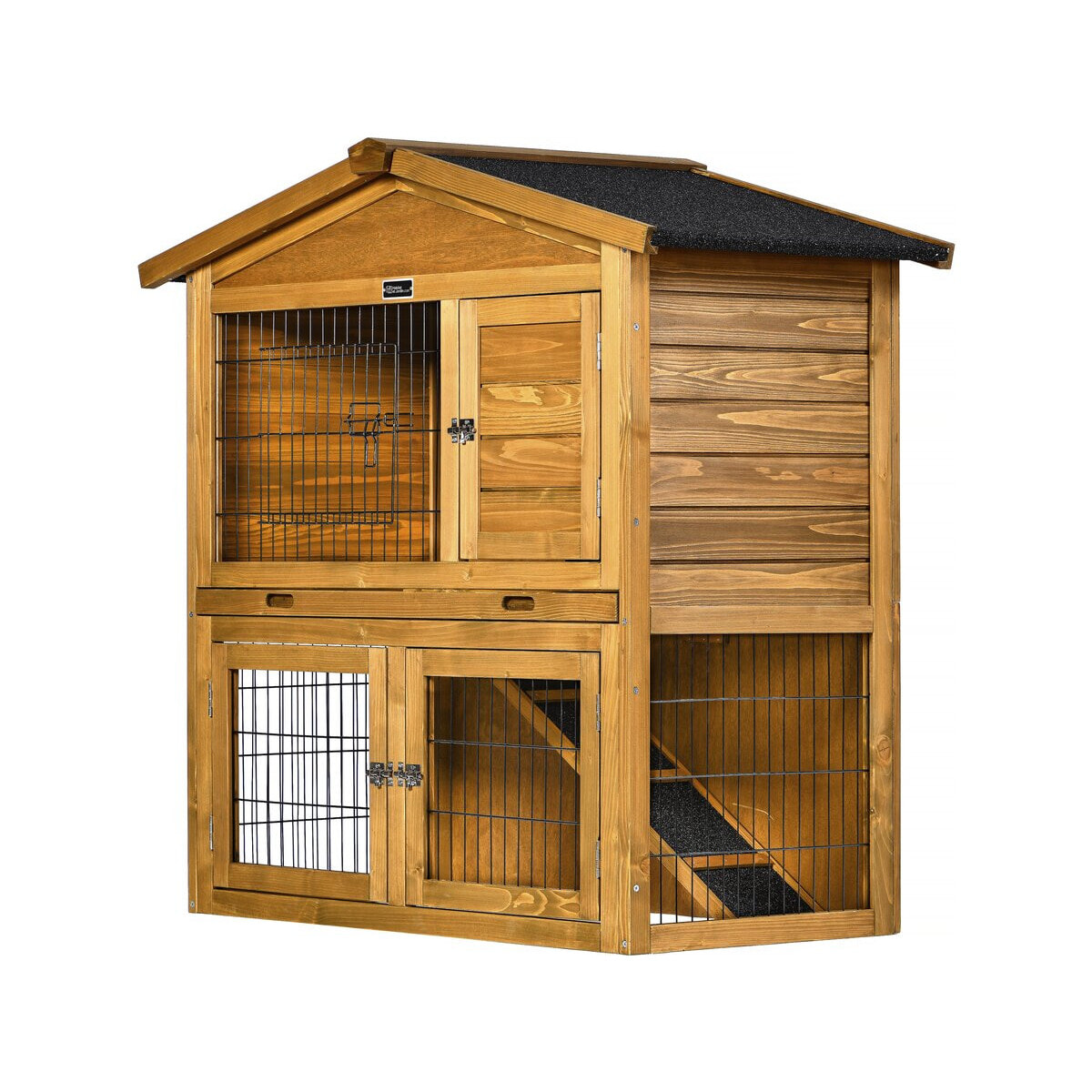 Clapier poulailler en bois "Noisette" - 102 x 55 x 100 cm - Marron