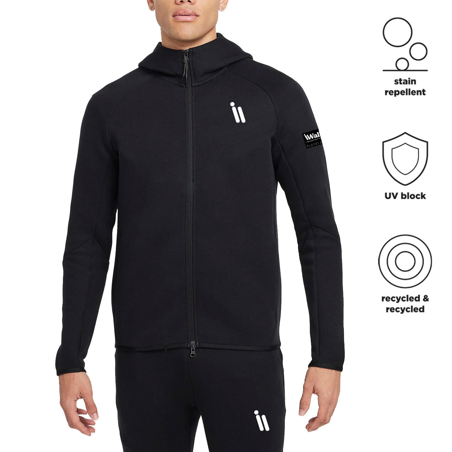 Sudadera para hombre iWalk EcoRun Zip - Negro