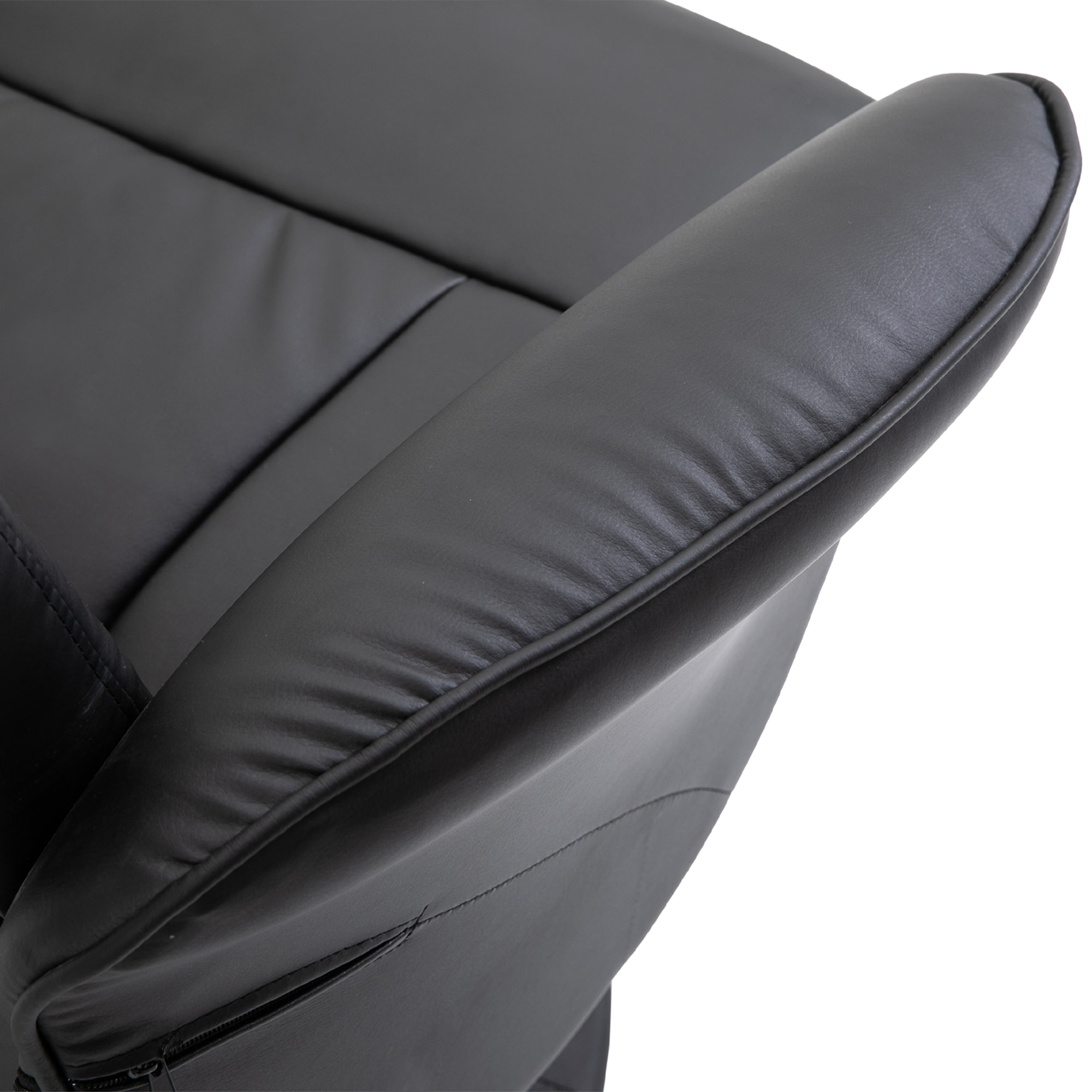 HOMCOM Sillón de Salón con Otomana Reposapiés Tapizado en PU Sillón Relax Reclinable hasta 145° y Giratorio 360° con Respaldo Ajustable para Salón Dormitorio Oficina 81x81x105 cm Negro