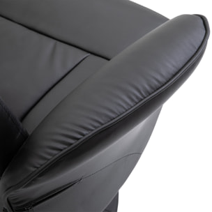 HOMCOM Sillón de Salón con Otomana Reposapiés Tapizado en PU Sillón Relax Reclinable hasta 145° y Giratorio 360° con Respaldo Ajustable para Salón Dormitorio Oficina 81x81x105 cm Negro