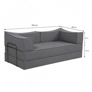 Canapé compressé convertible 2-3 places en velours côtelé gris foncé BOFFA