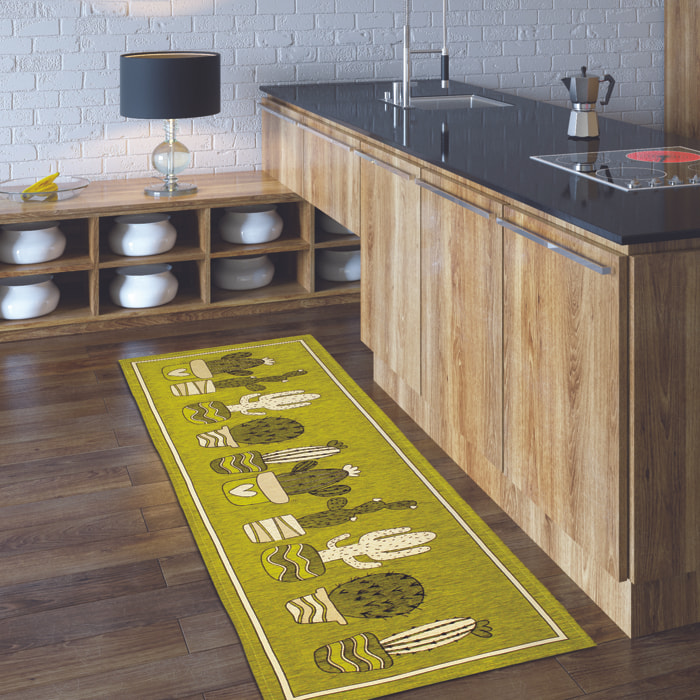 TAPPETO DA CUCINA CACTUS GRIGIO PERLA 57X140 CM