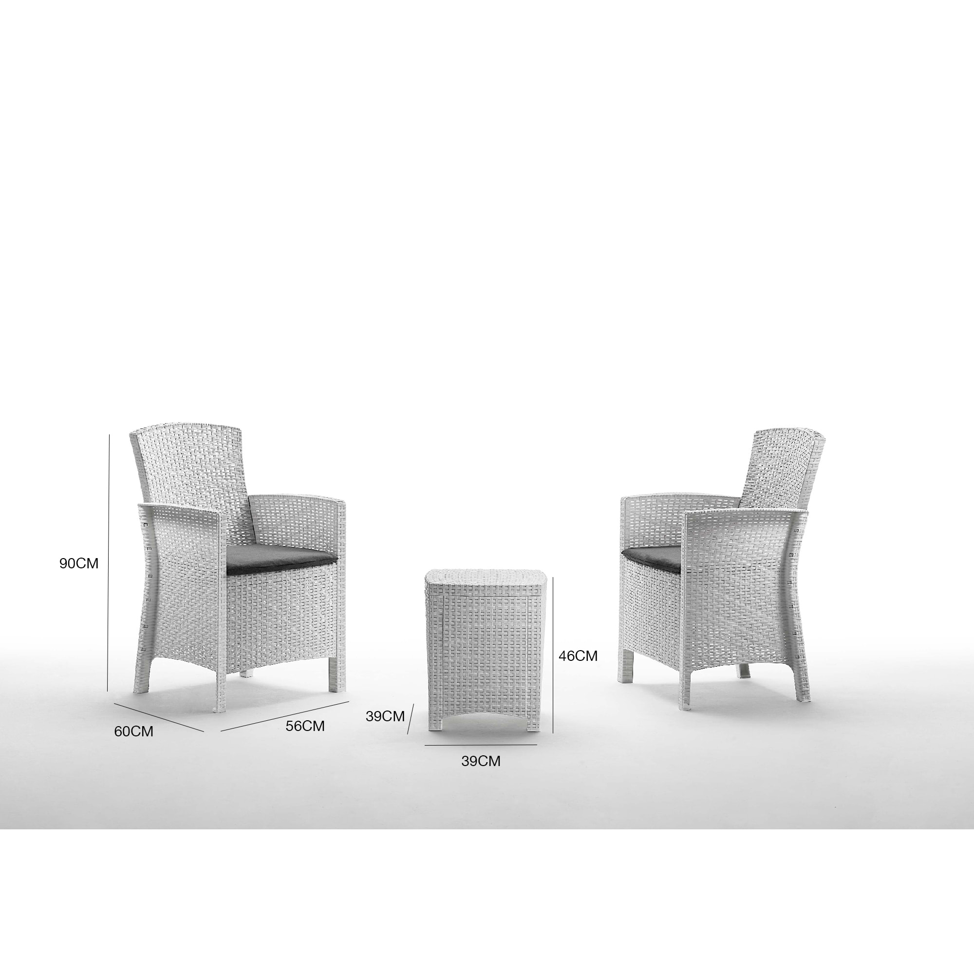 Set salotto da esterno Jupiter, Set da giardino con cuscini, Salottino indoor e outdoor effetto rattan, 100% Made in Italy, Bianco