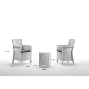 Set salotto da esterno Jupiter, Set da giardino con cuscini, Salottino indoor e outdoor effetto rattan, 100% Made in Italy, Bianco