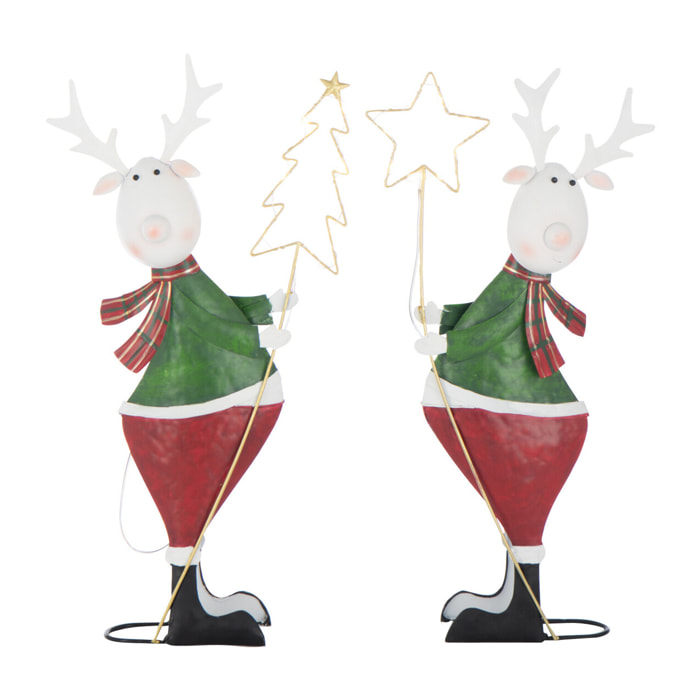 J-Line figurine Renne Étoile + Arbre - métal - mix - small - 2 pièces