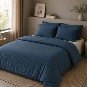 Housse de couette 100% gaze de coton lavé bleu pétrole