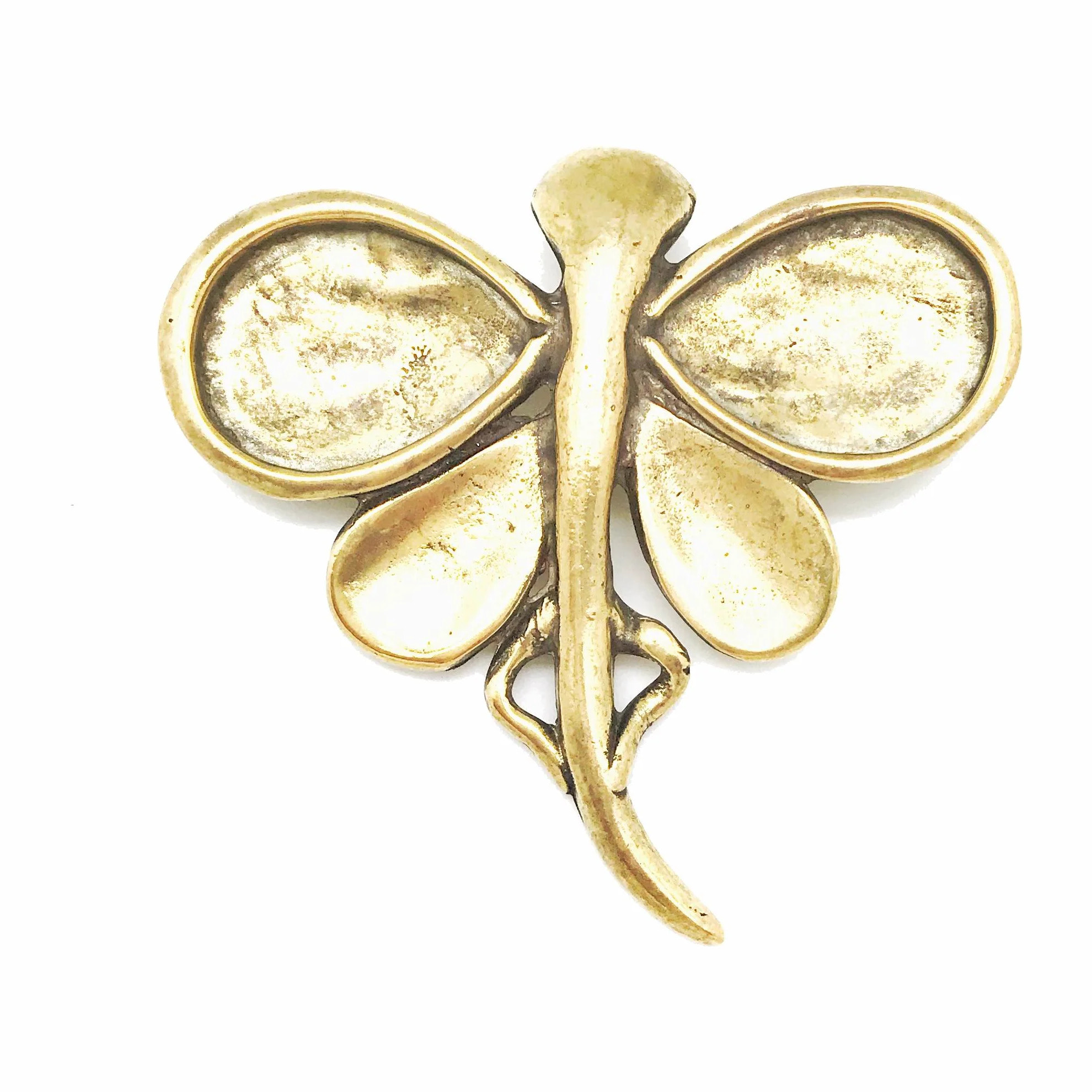 Broche libélula dorado zamak chapado 7.5cm