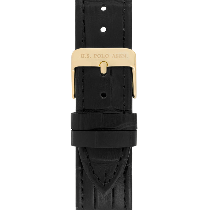 Orologio U.S. Polo Assn. con cinturino in pelle nero