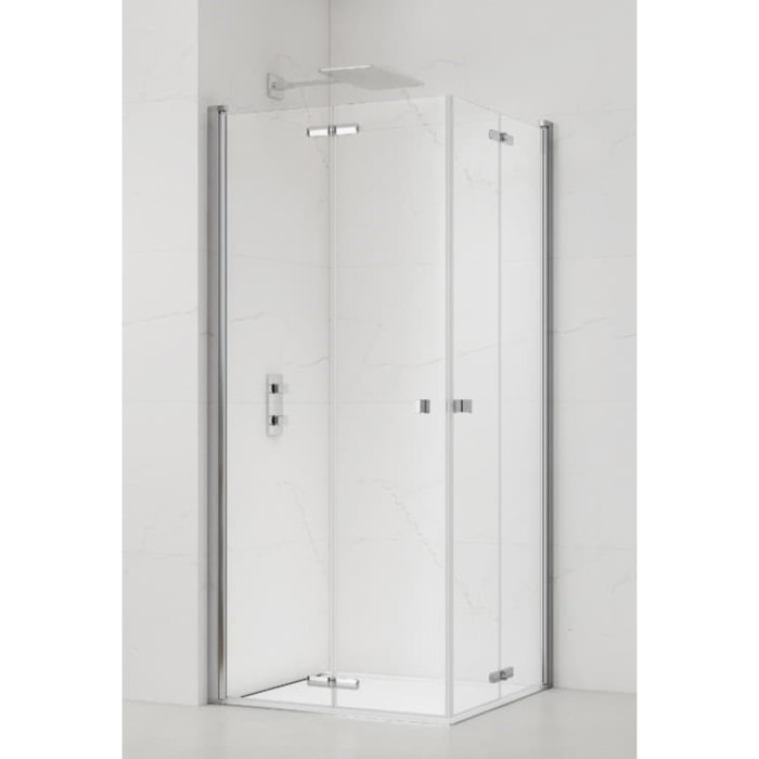 SAT SK  Porte de douche acces en angle pliantes 80x90cm anticalcaire avec profilés chrome brillant (SATSK8090)