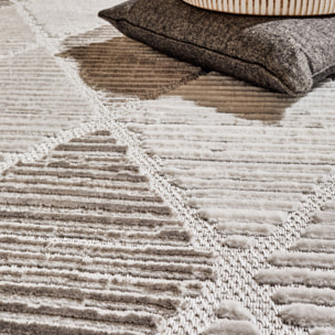 Tapis Loopin 321 gris - Motif en relief - Indoor & Outdoor