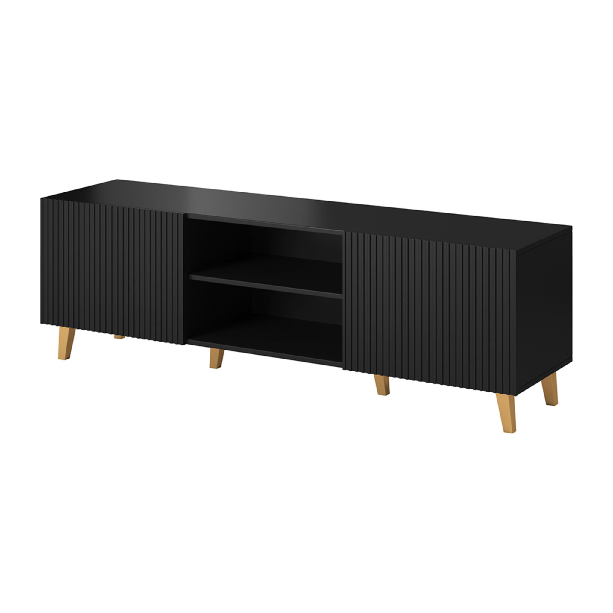 Sanna - meuble TV - 2 portes et 2 niches - 150 cm - Noir