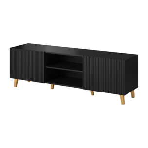 Sanna - meuble TV - 2 portes et 2 niches - 150 cm - Noir