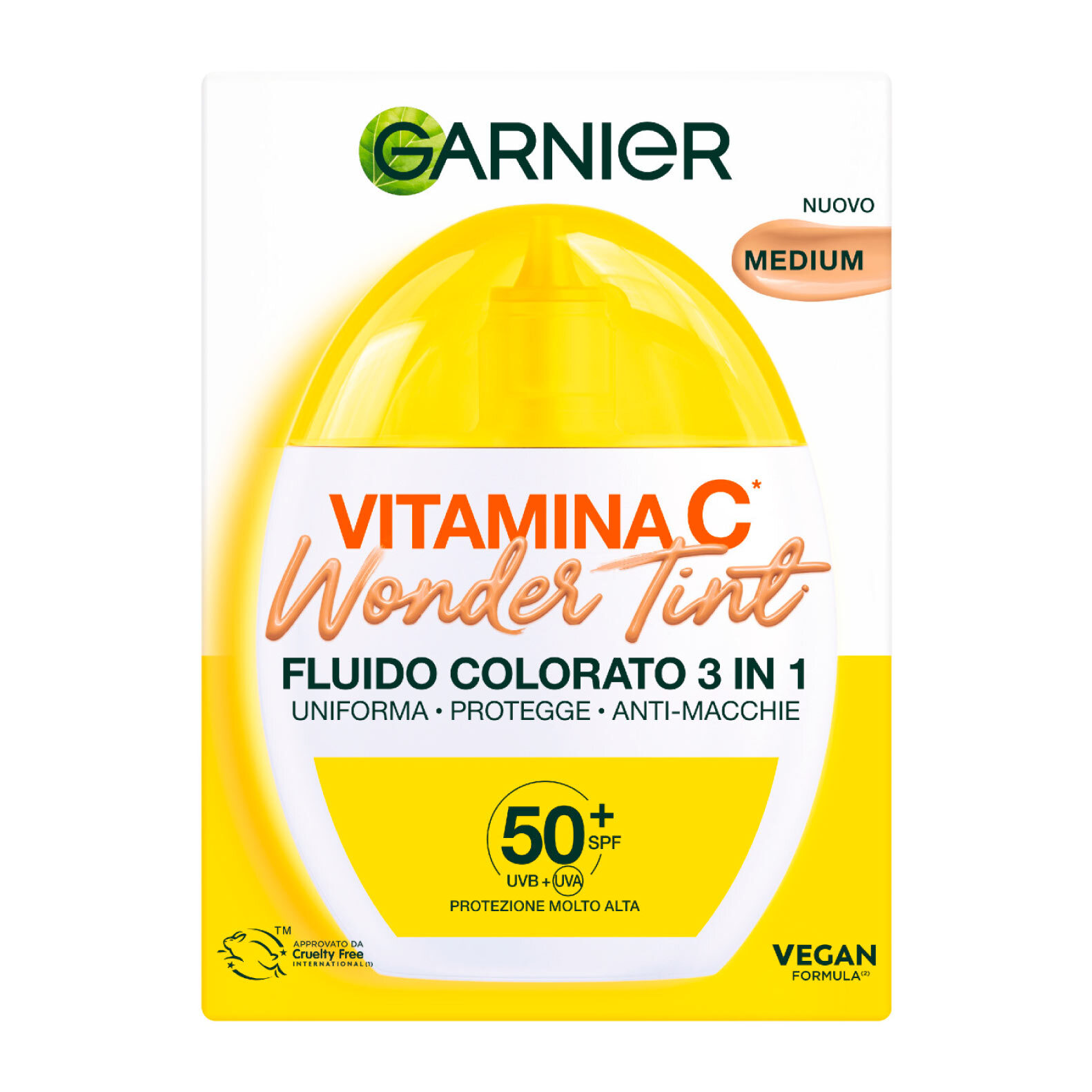 Fluido Viso Colorato Medium Vitamina C Wonder Tint SPF 50+ 3in1 Anti-Macchie Uniforma e Protegge la Pelle 40ml