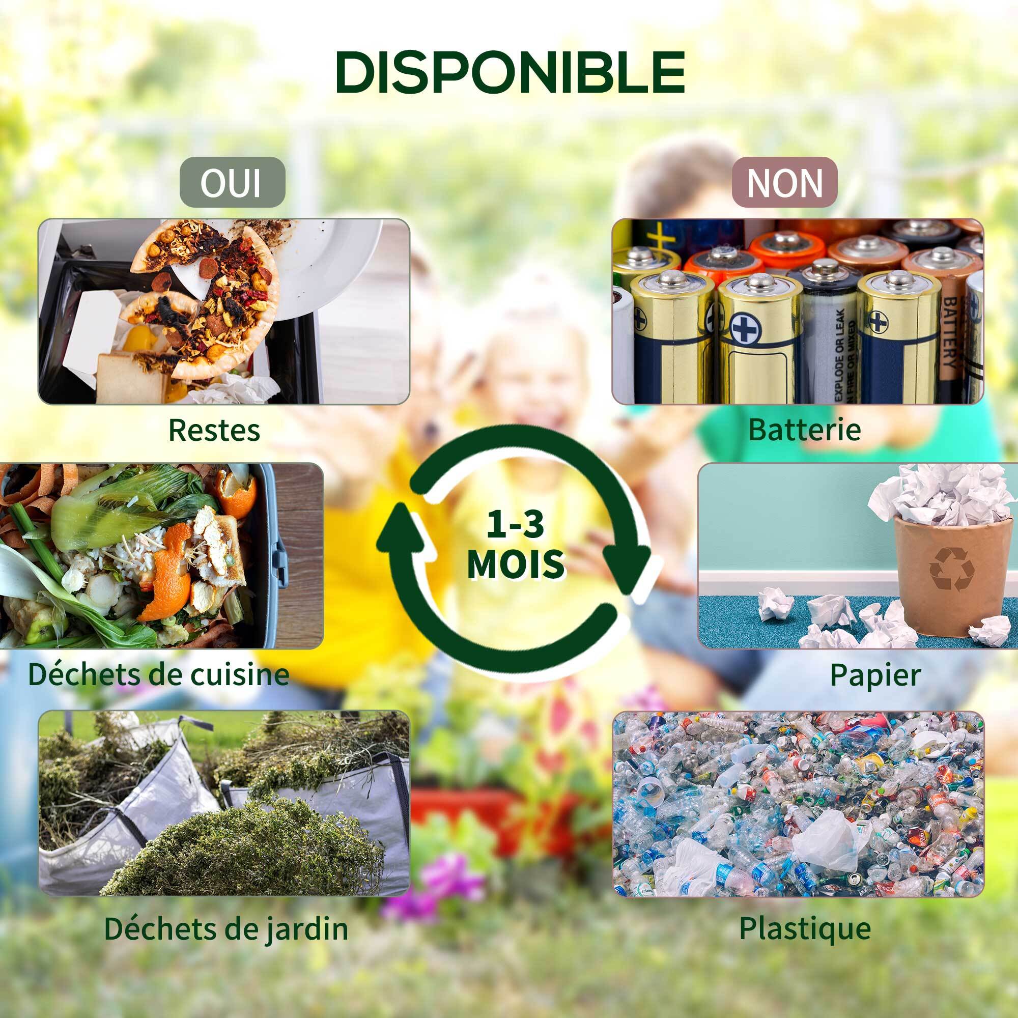 Composteur de jardin - bac à compost pour déchets - rotatif 360° - double chambre 130 L - acier PP vert noir