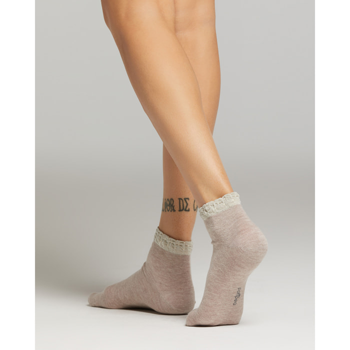 Calza Tosca con bordo in lamè goffrato