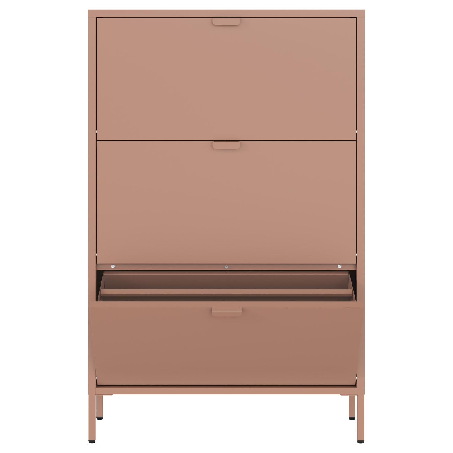 Meuble à chaussures 3 portes en métal vieux rose MARION