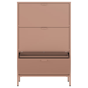 Meuble à chaussures 3 portes en métal vieux rose MARION