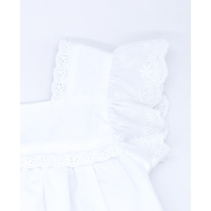 Vestido tira bordada popelín blanco