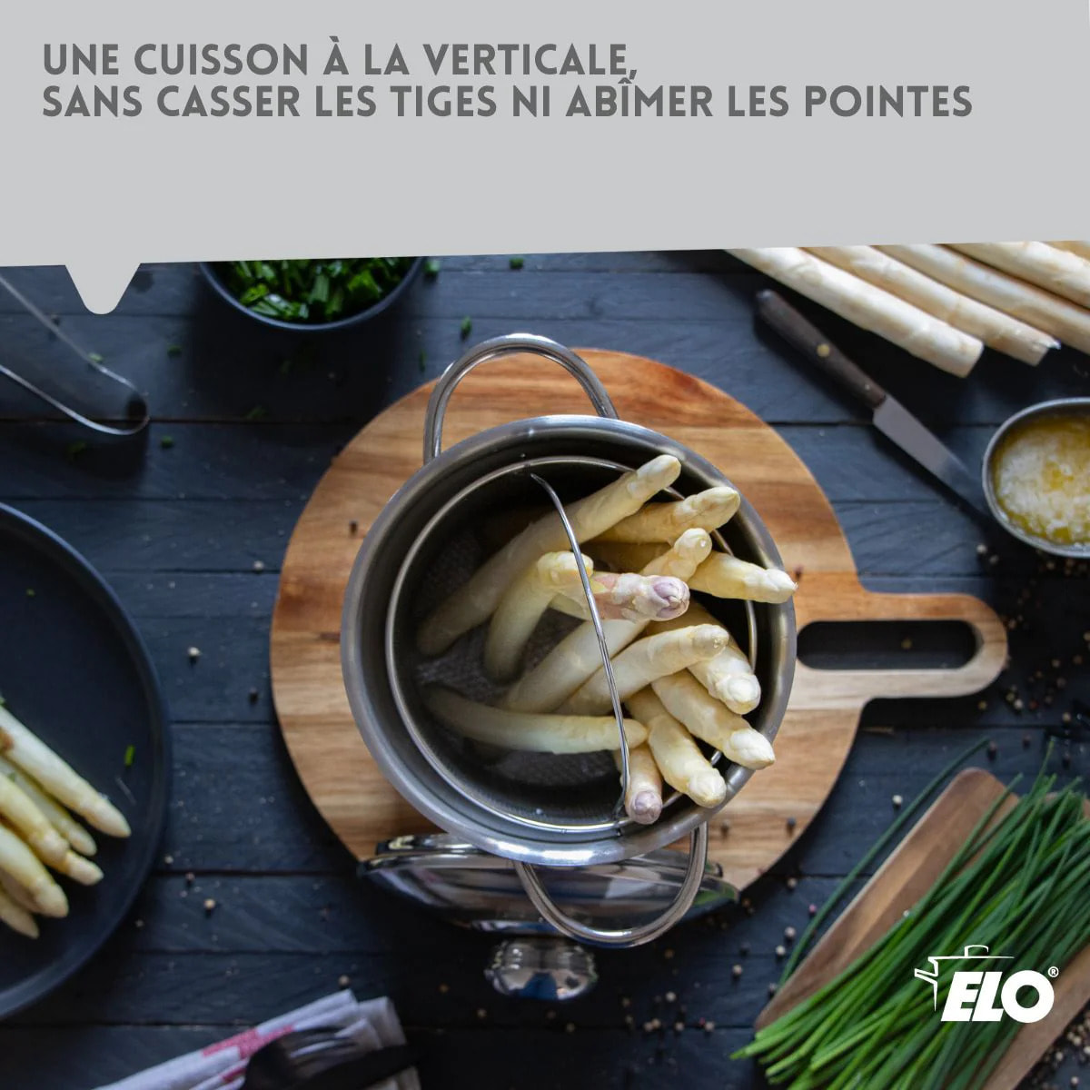 Cuiseur à asperges inox avec couvercle 4 litres Elo Brillant