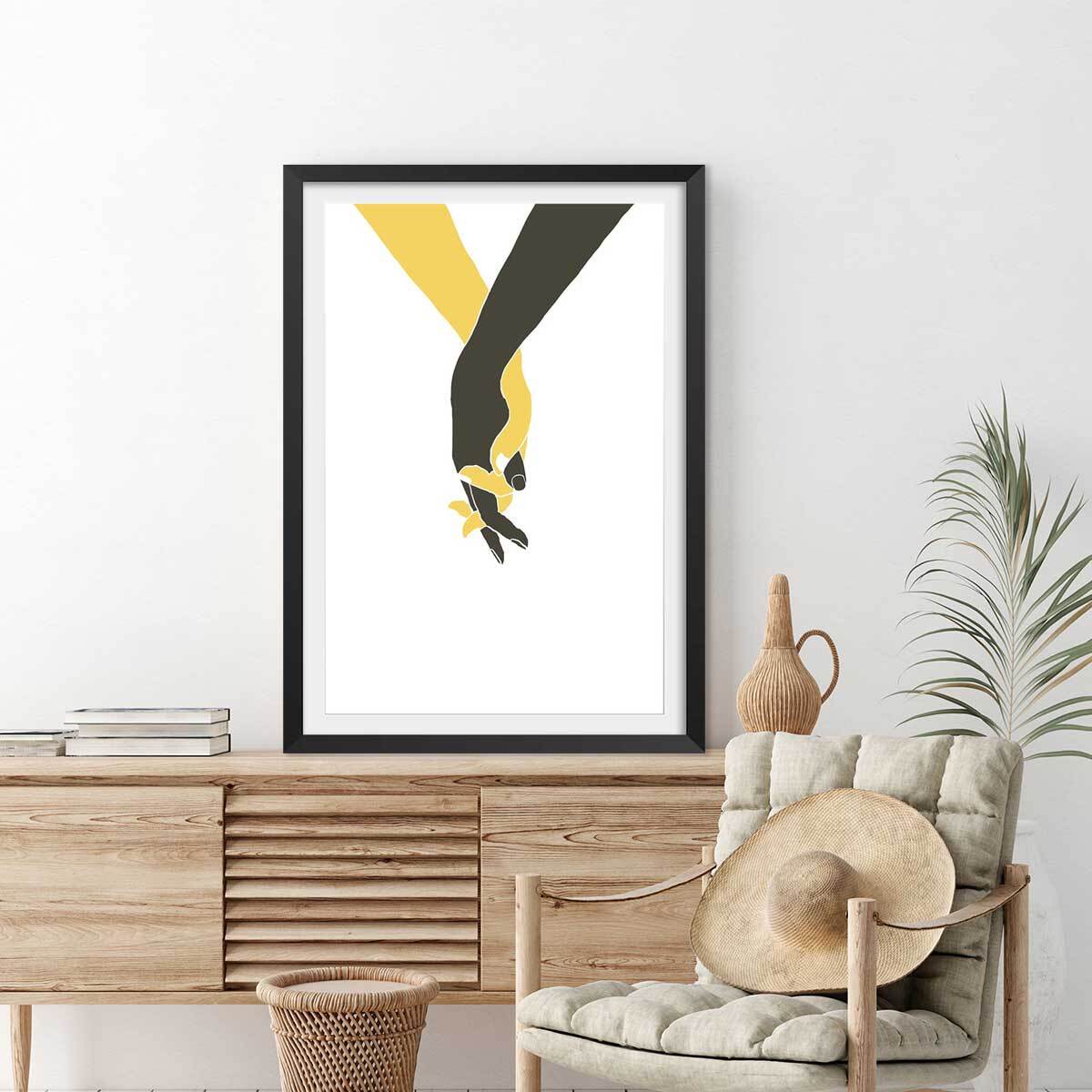 Affiche Tiens moi la main Affiche + cadre en bois - Noir