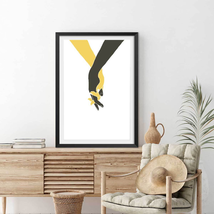 Affiche Tiens moi la main Affiche + cadre en bois - Noir